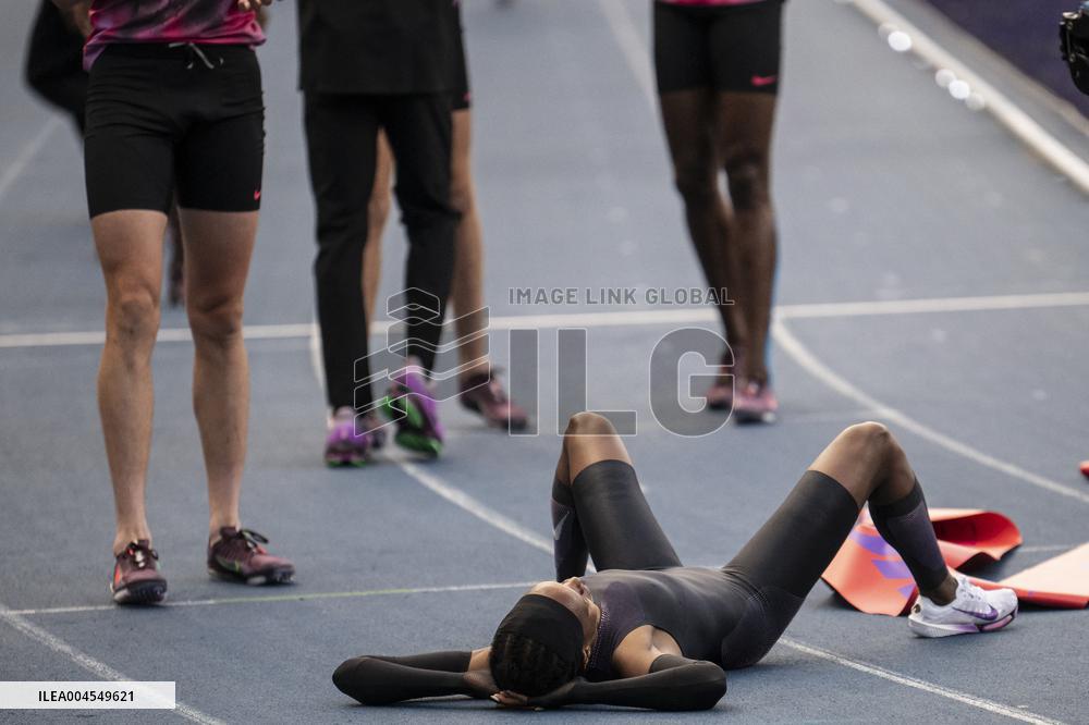 Kenya's Faith Kipyegon during the "Breaking4" event - Paris