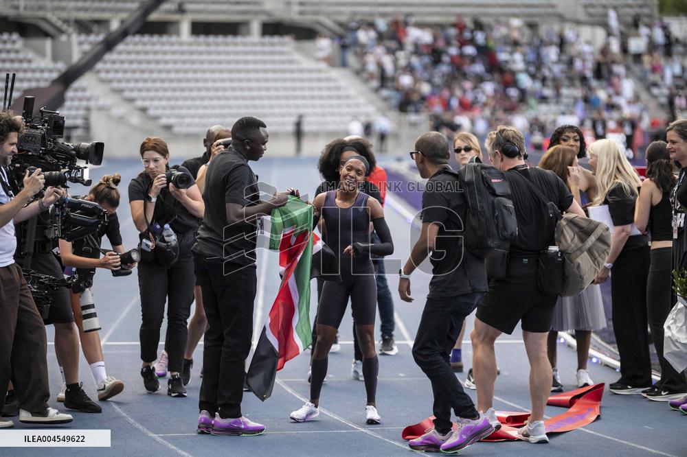 Kenya's Faith Kipyegon during the "Breaking4" event - Paris