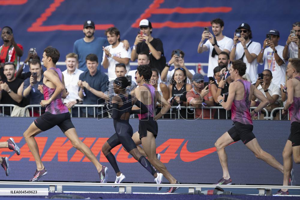 Kenya's Faith Kipyegon during the "Breaking4" event - Paris