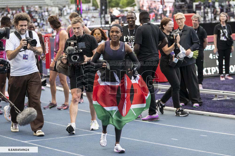 Kenya's Faith Kipyegon during the "Breaking4" event - Paris