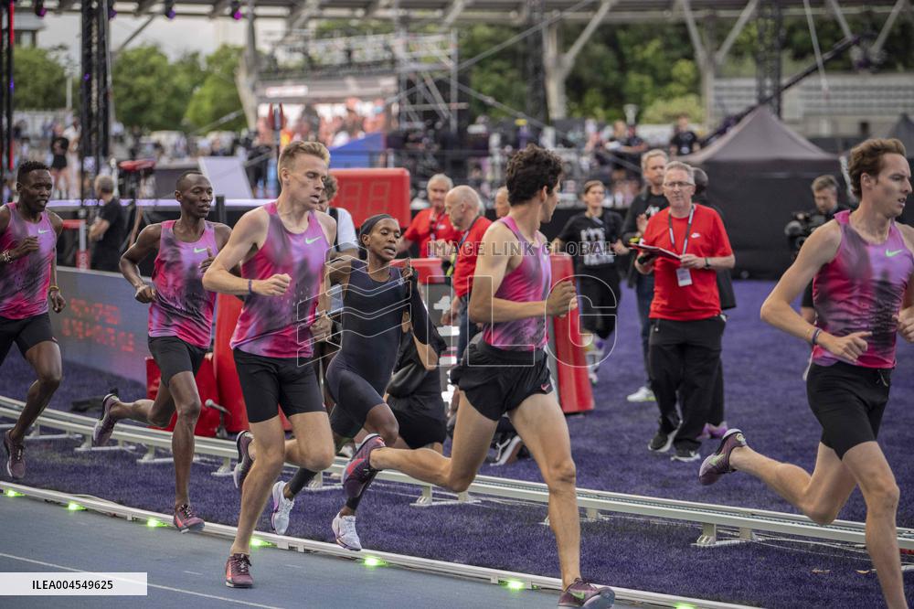 Kenya's Faith Kipyegon during the "Breaking4" event - Paris
