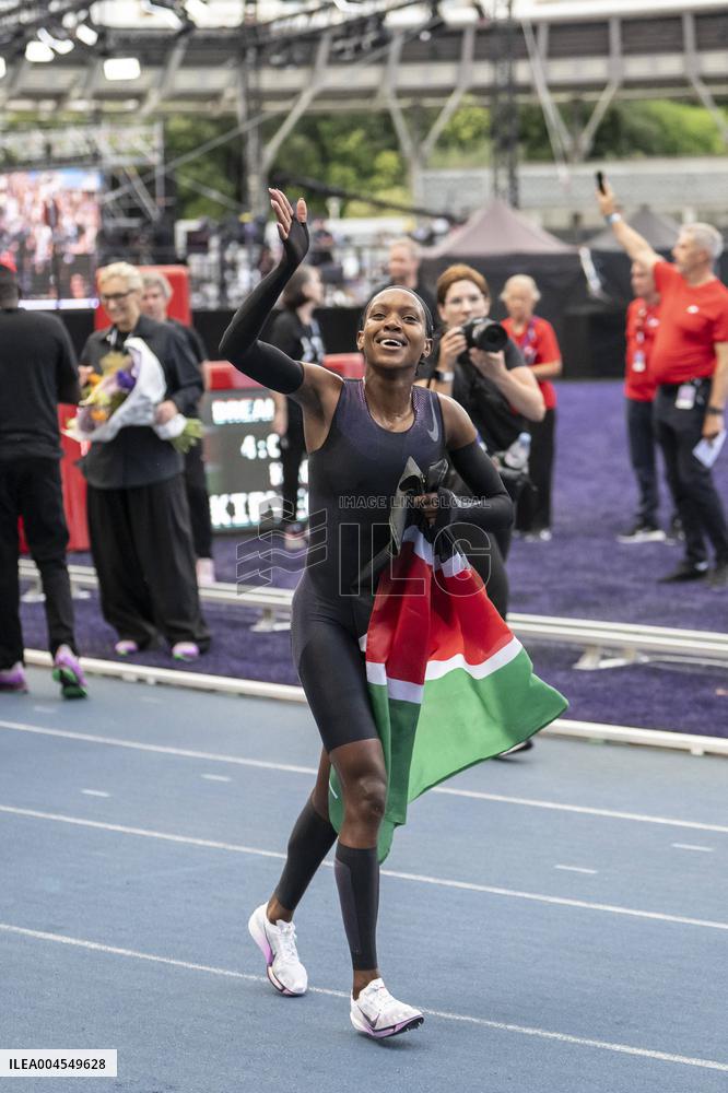 Kenya's Faith Kipyegon during the "Breaking4" event - Paris