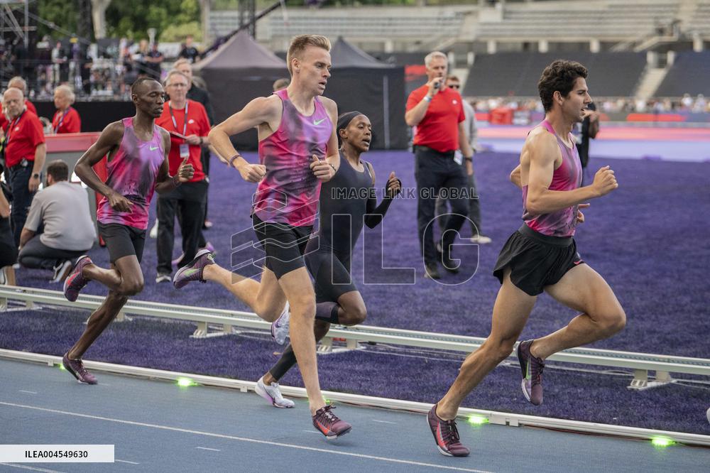 Kenya's Faith Kipyegon during the "Breaking4" event - Paris