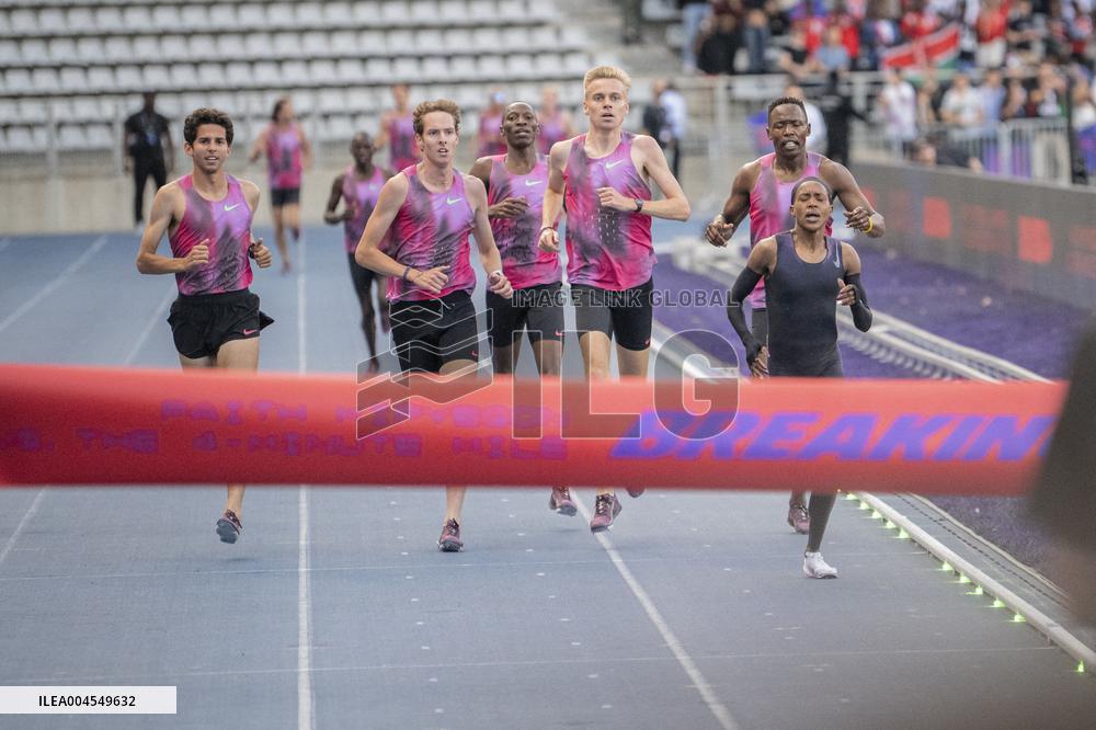Kenya's Faith Kipyegon during the "Breaking4" event - Paris