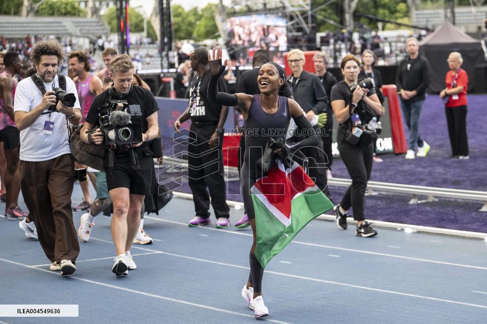 Kenya's Faith Kipyegon during the "Breaking4" event - Paris