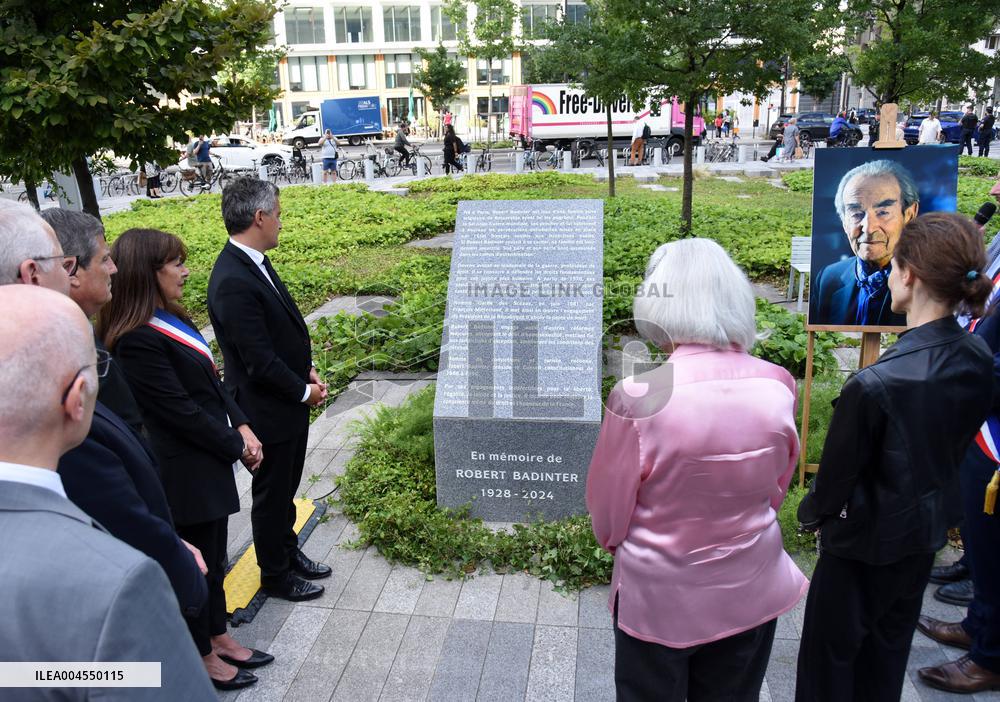Anne Hidalgo And Gerald Darmanin At Robert Badinter Parvis Inauguration - Paris