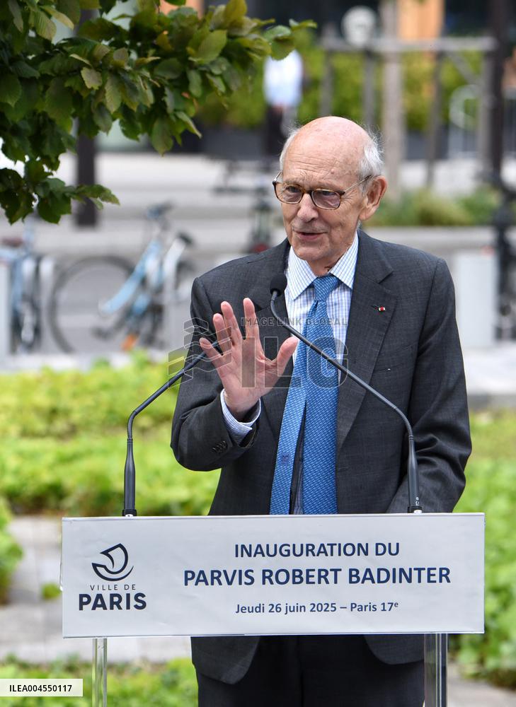 Anne Hidalgo And Gerald Darmanin At Robert Badinter Parvis Inauguration - Paris