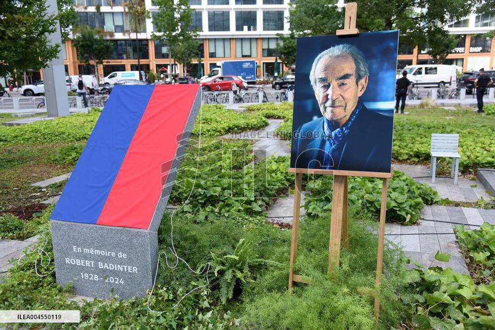 Anne Hidalgo And Gerald Darmanin At Robert Badinter Parvis Inauguration - Paris