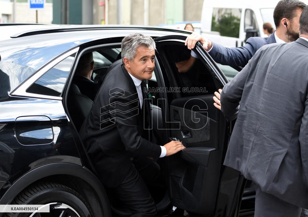 Anne Hidalgo And Gerald Darmanin At Robert Badinter Parvis Inauguration - Paris