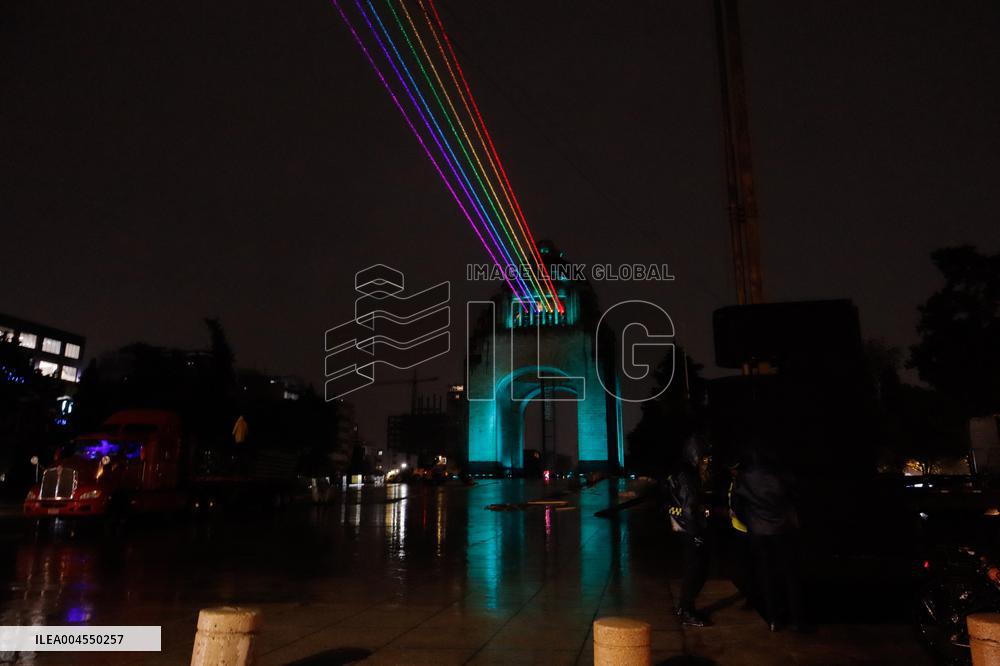Rainbow-Colored Lasers Projected to the Sky For Pride Celebrations - Mexico