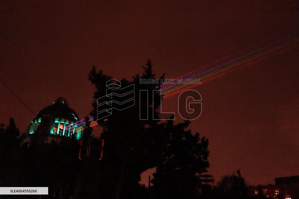 Rainbow-Colored Lasers Projected to the Sky For Pride Celebrations - Mexico