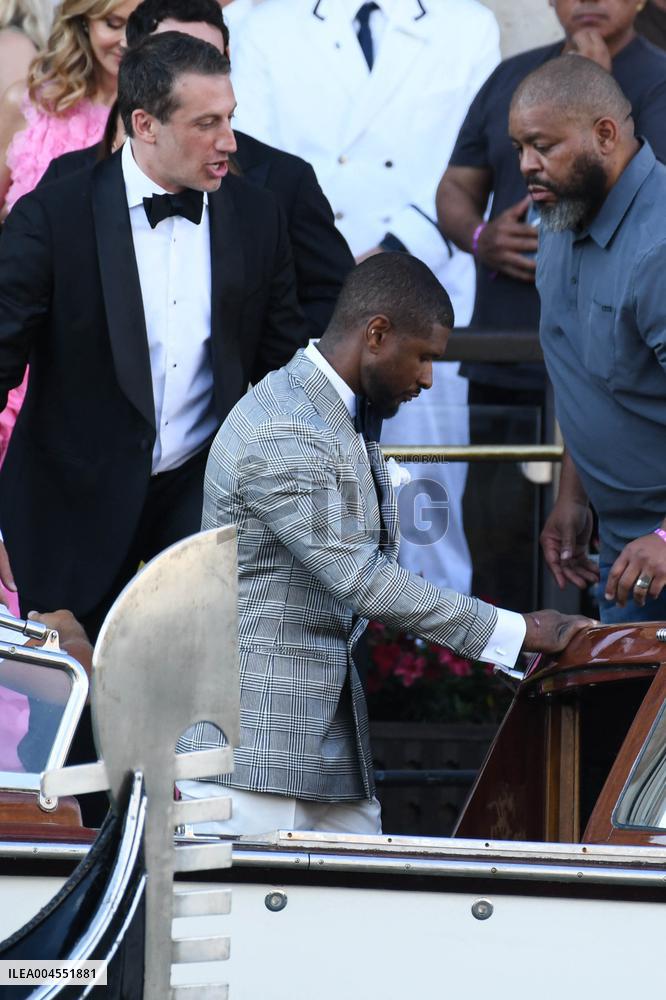 Usher And Wife Leaving Hotel On Bezos-Sanchez Wedding Day - Venice