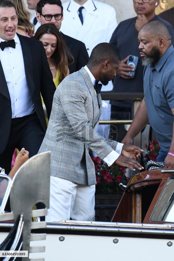 Usher And Wife Leaving Hotel On Bezos-Sanchez Wedding Day - Venice
