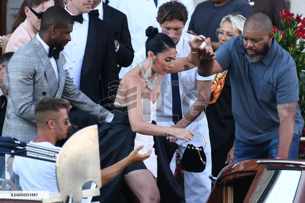 Usher And Wife Leaving Hotel On Bezos-Sanchez Wedding Day - Venice