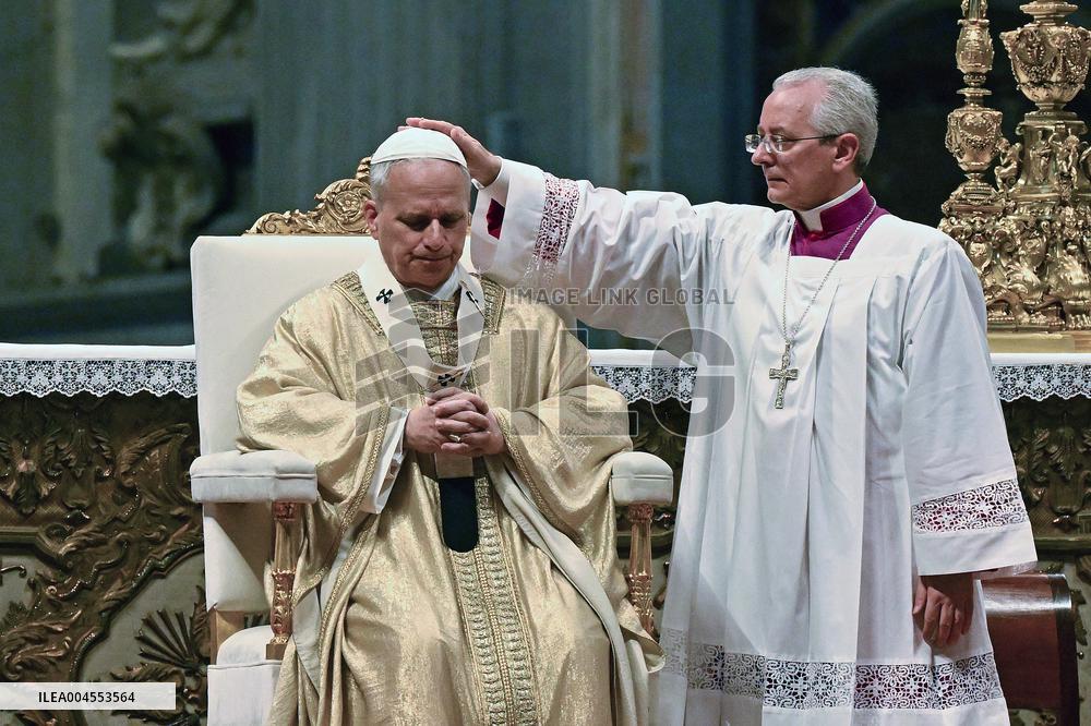 Pope Leo XIV leads a mass at St. Peter's Basilica in the Vatican - Rome