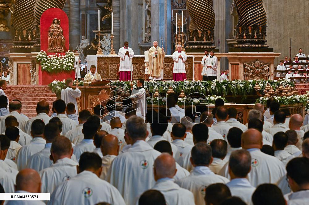 Pope Leo XIV leads a mass at St. Peter's Basilica in the Vatican - Rome