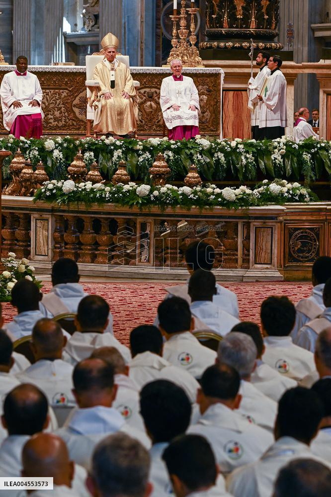 Pope Leo XIV leads a mass at St. Peter's Basilica in the Vatican - Rome