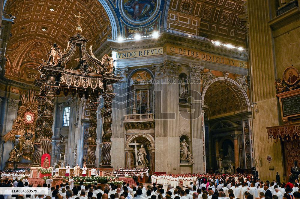 Pope Leo XIV leads a mass at St. Peter's Basilica in the Vatican - Rome