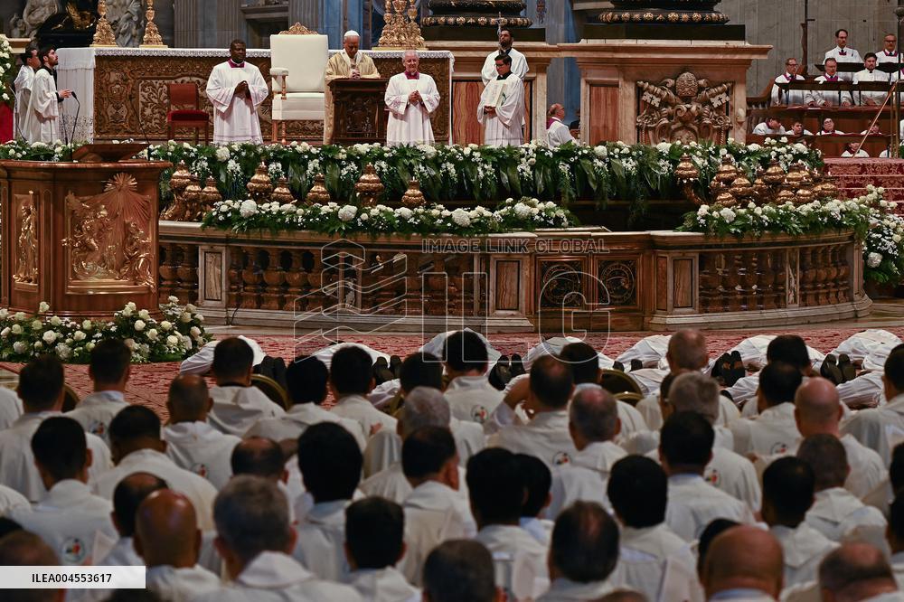 Pope Leo XIV leads a mass at St. Peter's Basilica in the Vatican - Rome