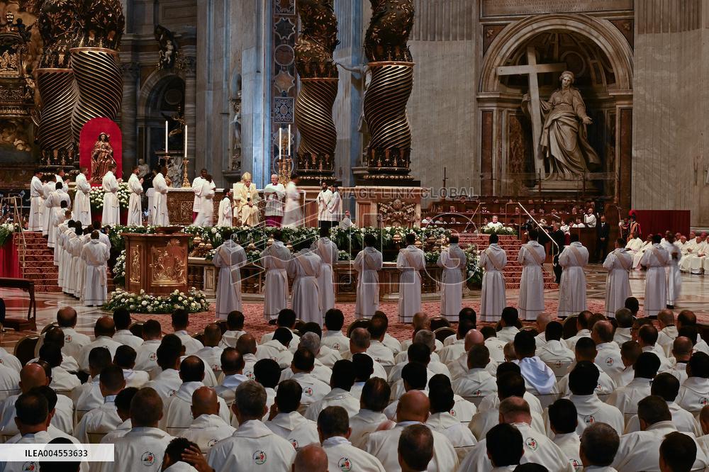 Pope Leo XIV leads a mass at St. Peter's Basilica in the Vatican - Rome
