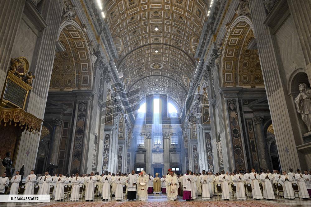 Pope Leo XIV leads a mass at St. Peter's Basilica in the Vatican - Rome