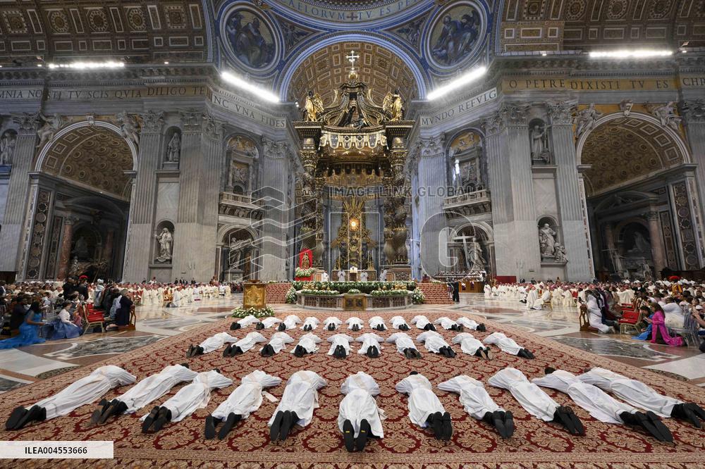Pope Leo XIV leads a mass at St. Peter's Basilica in the Vatican - Rome