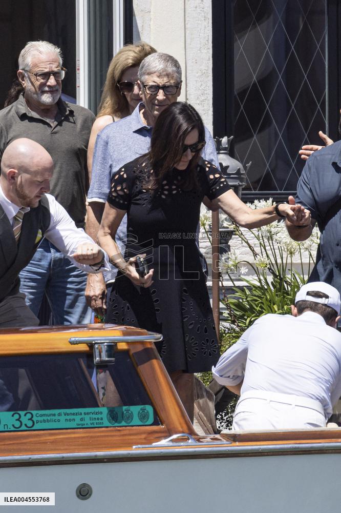 Bill Gates and friends leave St Regis Hotel in Venice