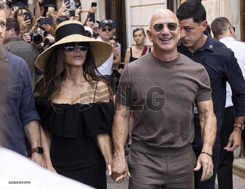 Newly Wed Jeff Bezos and Lauren Sanchez leave Harry’s Bar in Venice