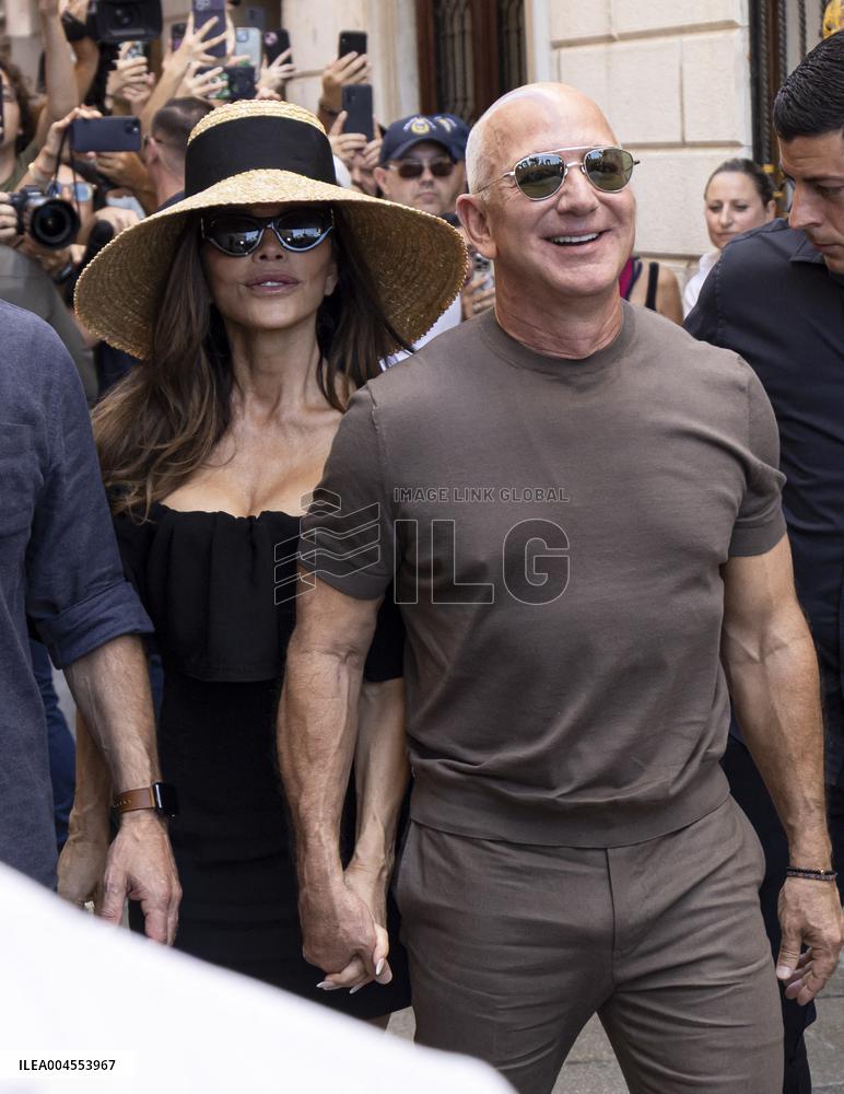 Newly Wed Jeff Bezos and Lauren Sanchez leave Harry’s Bar in Venice
