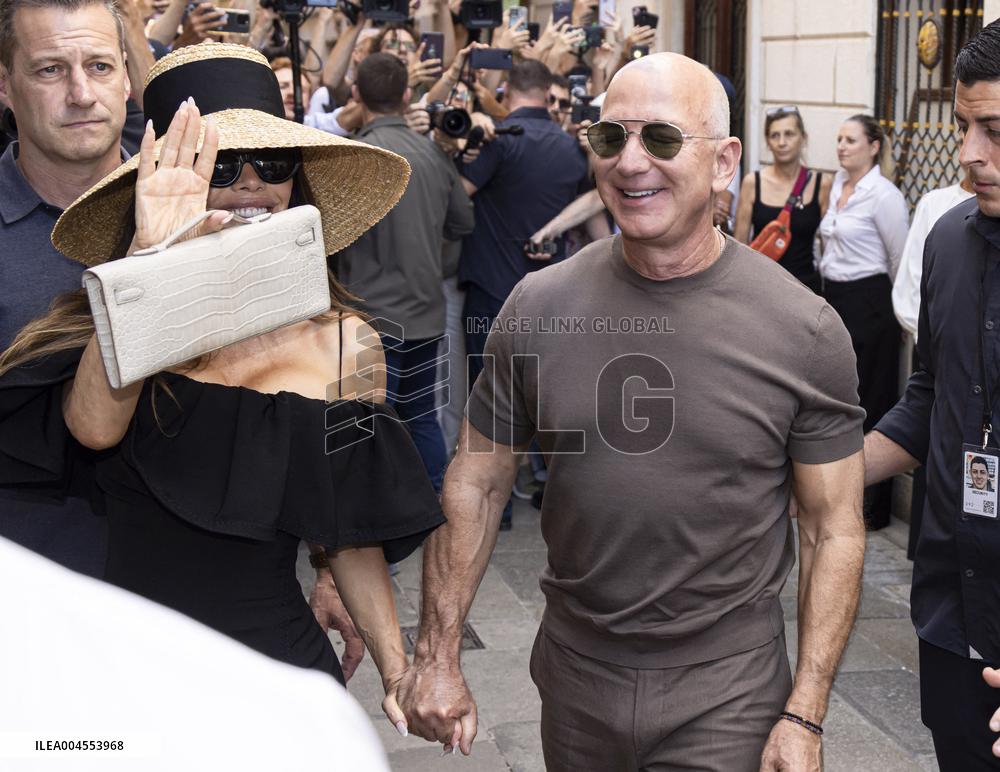 Newly Wed Jeff Bezos and Lauren Sanchez leave Harry’s Bar in Venice