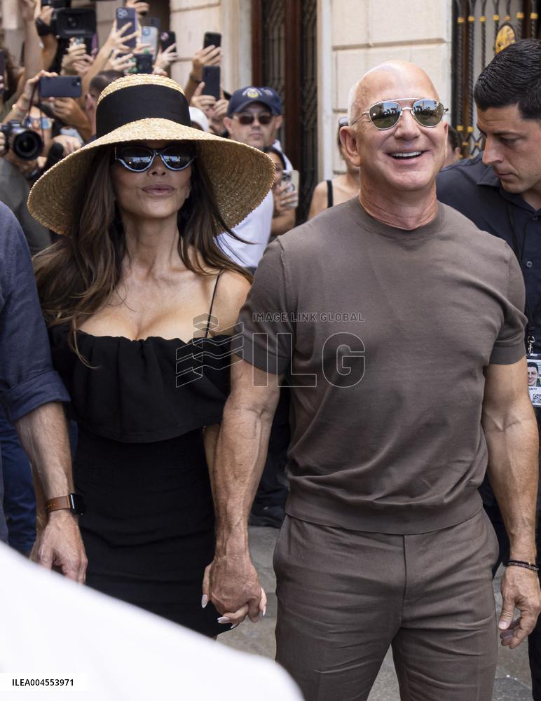 Newly Wed Jeff Bezos and Lauren Sanchez leave Harry’s Bar in Venice