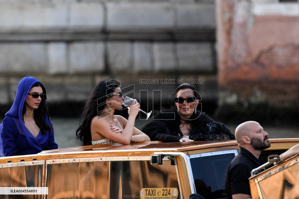 Kendall, Kris and Kylie Jenner Leave The Hotel To Attend The Final Celebration Of The Bezos Wedding - Venice
