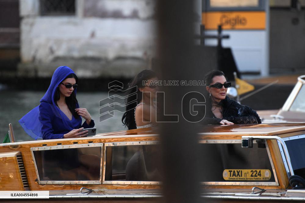 Kendall, Kris and Kylie Jenner Leave The Hotel To Attend The Final Celebration Of The Bezos Wedding - Venice