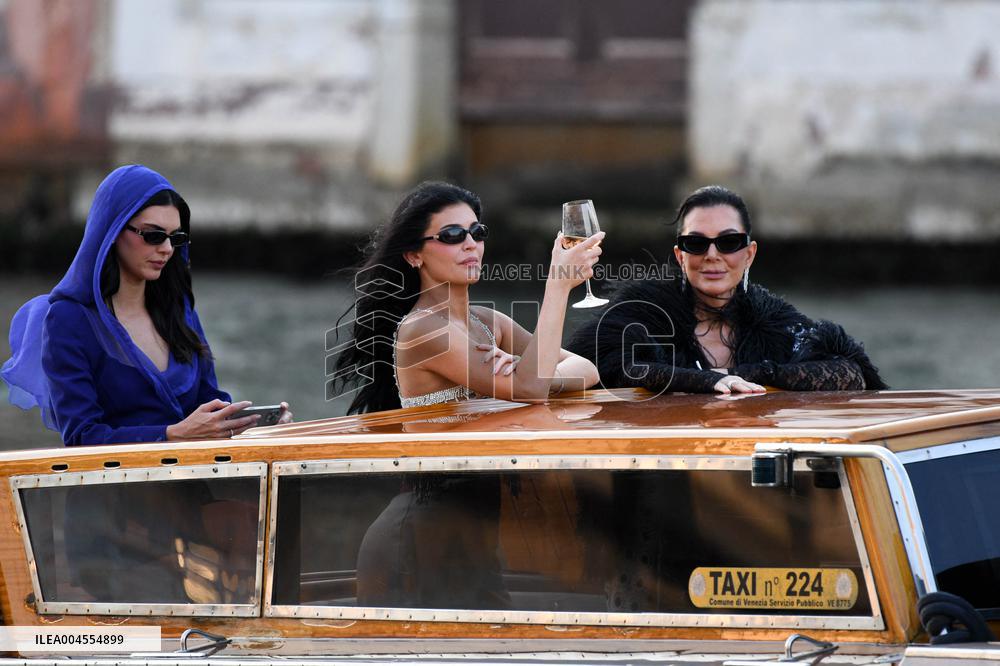 Kendall, Kris and Kylie Jenner Leave The Hotel To Attend The Final Celebration Of The Bezos Wedding - Venice