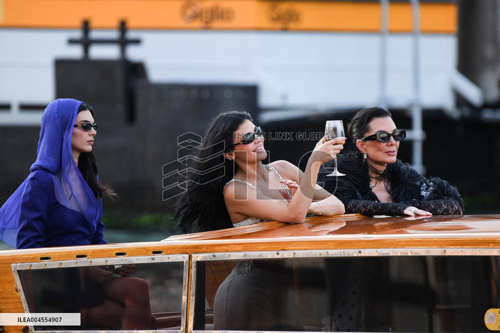Kendall, Kris and Kylie Jenner Leave The Hotel To Attend The Final Celebration Of The Bezos Wedding - Venice