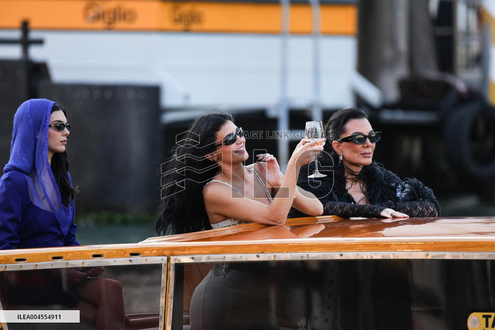 Kendall, Kris and Kylie Jenner Leave The Hotel To Attend The Final Celebration Of The Bezos Wedding - Venice
