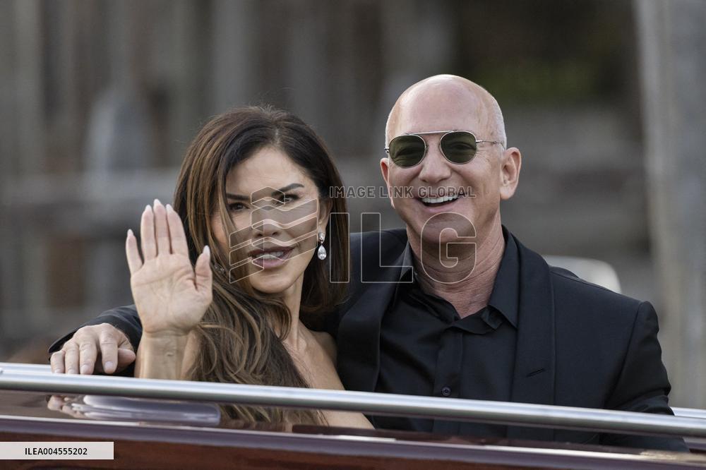 Jeff Bezos and Lauren Sanchez Leaves The Hotel - Venice