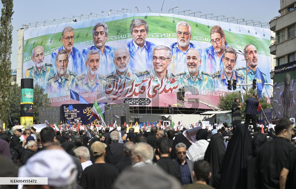 State funeral in Tehran for military commanders killed by Israel