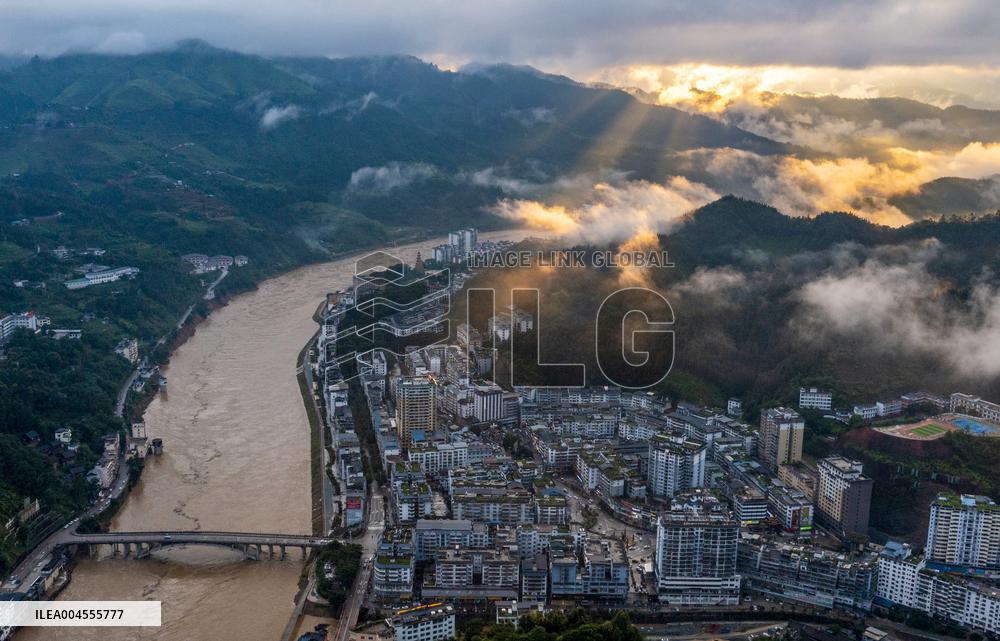 Floodwaters Flowing Through Congjiang