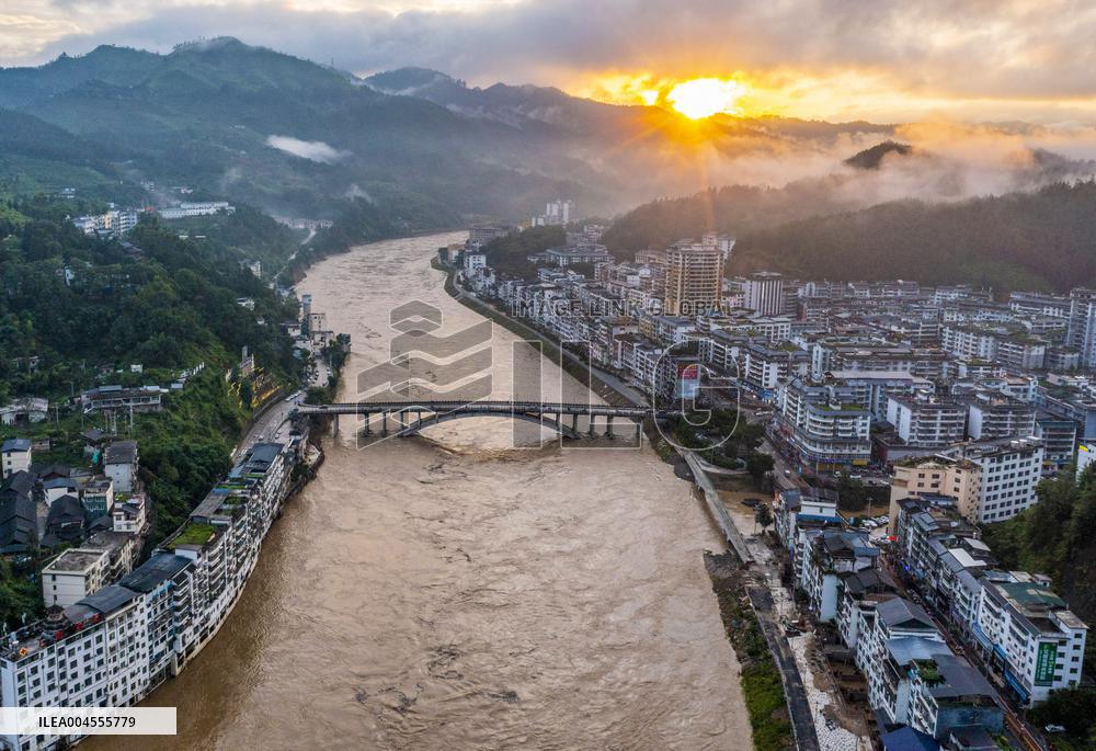 Floodwaters Flowing Through Congjiang