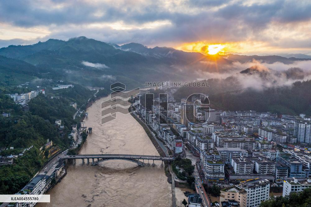 Floodwaters Flowing Through Congjiang