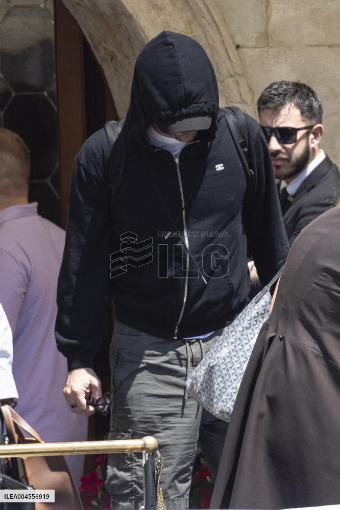 Vittoria Ceretti and Leonardo DiCaprio leave Gritti Hotel in Venice