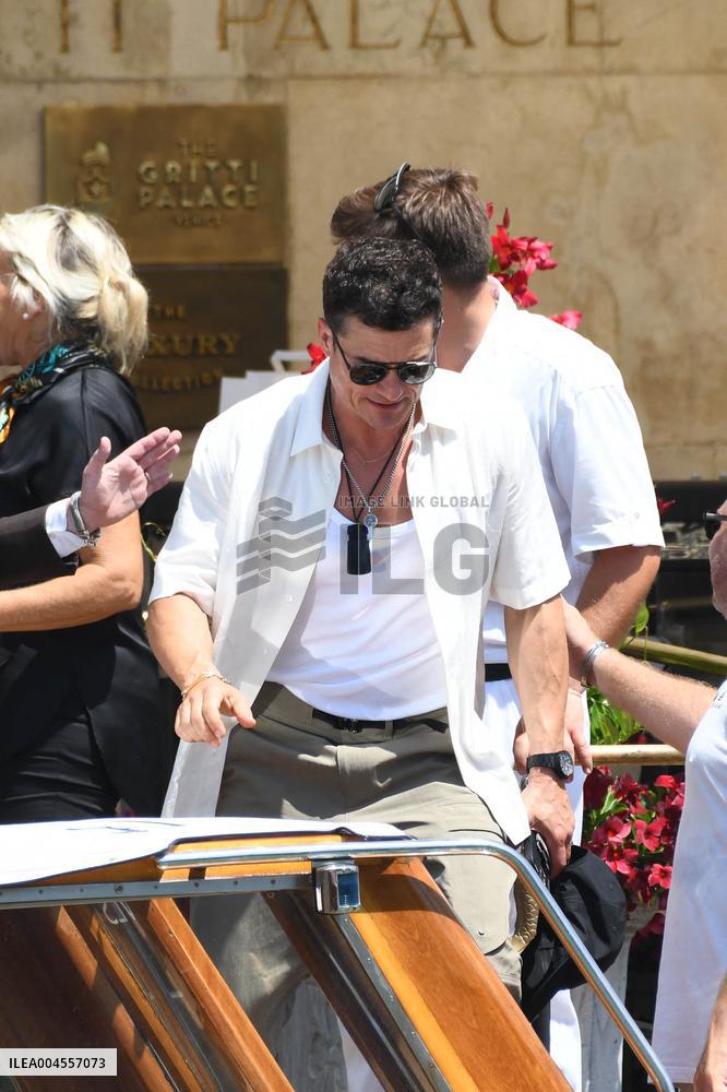 Orlando Blum leaves his hotel in Venice