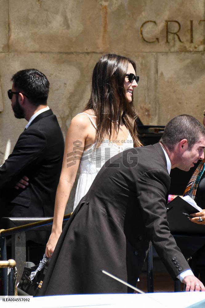 Victoria Ceretti leaves her hotel in Venice