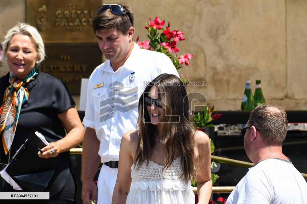 Victoria Ceretti leaves her hotel in Venice