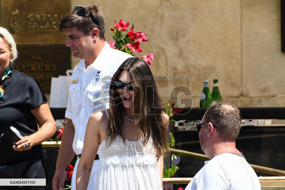 Victoria Ceretti leaves her hotel in Venice