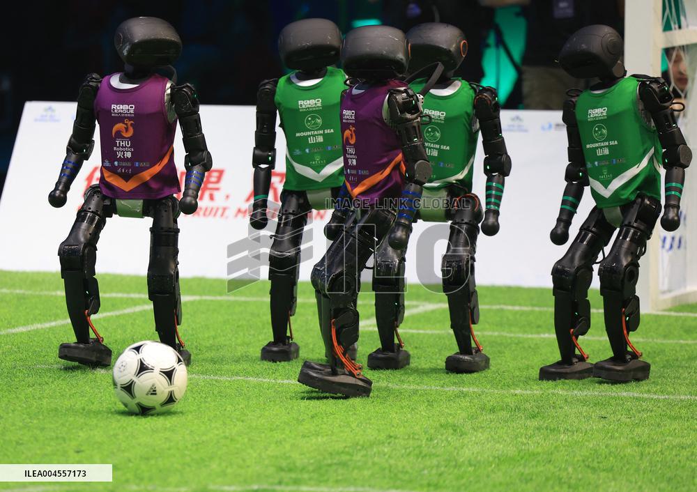 AI-powered robot football match in Beijing