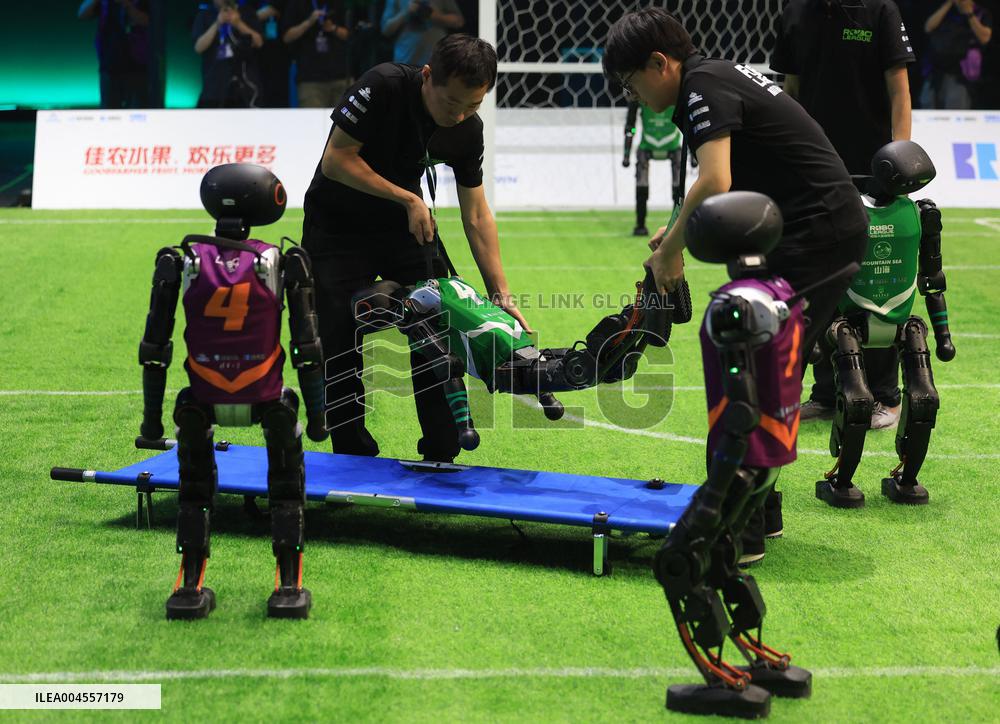 AI-powered robot football match in Beijing