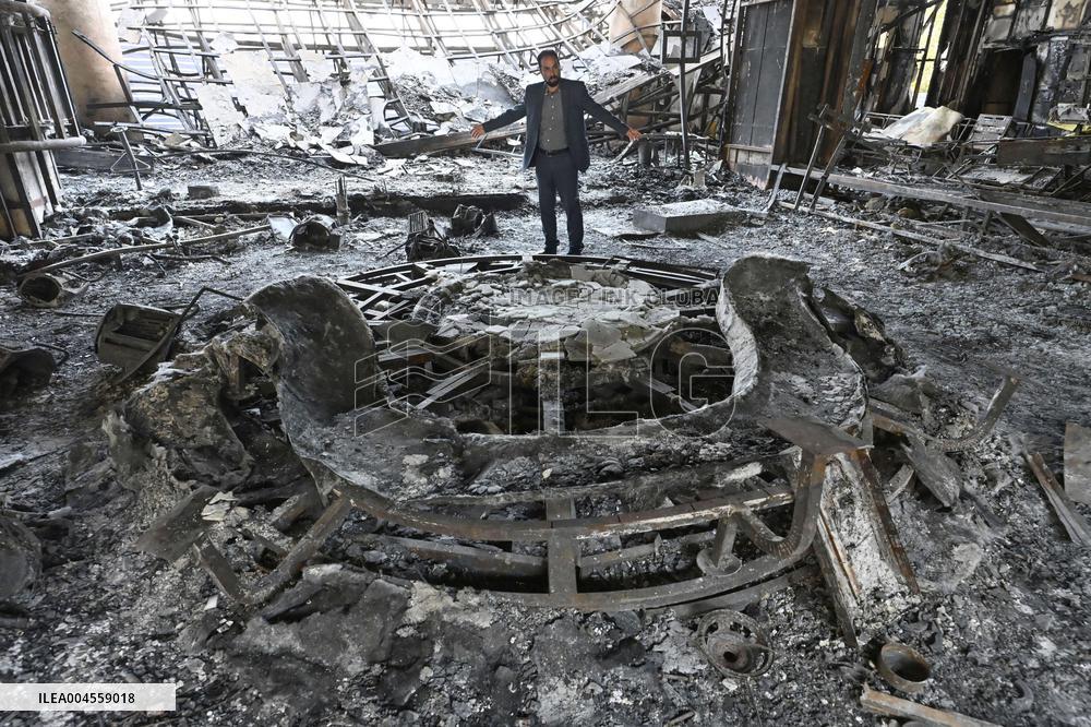 Destroyed Iranian state television headquarters