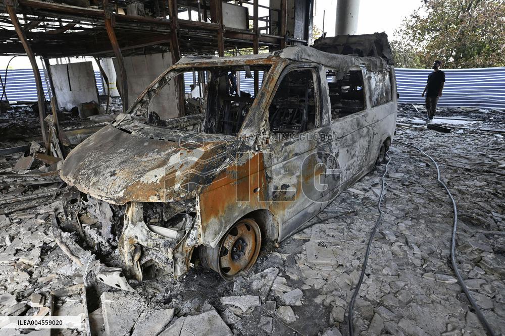 Destroyed Iranian state television headquarters